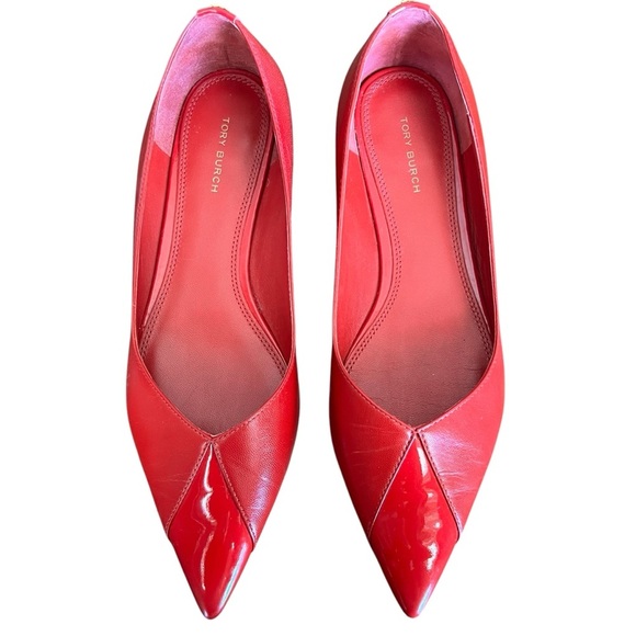 Tory Burch Red Triangle Pointed Flat - Picture 1 of 12